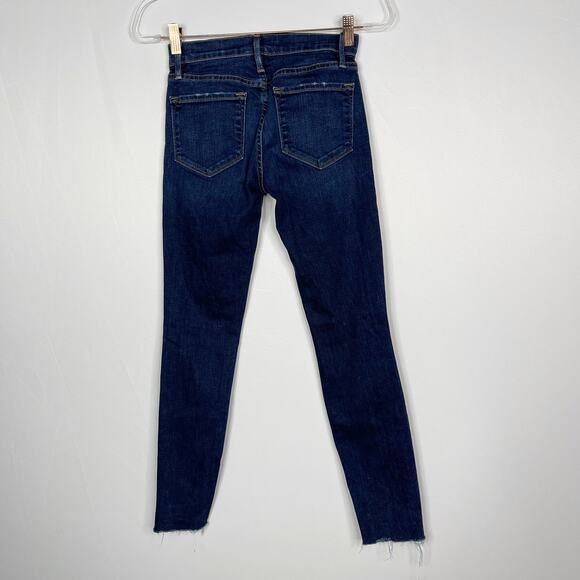 Frame Womens 24 Le Skinny de Jeanne Jeans Distressed Ripped Fray Hem Wriley Wash - Picture 2 of 13